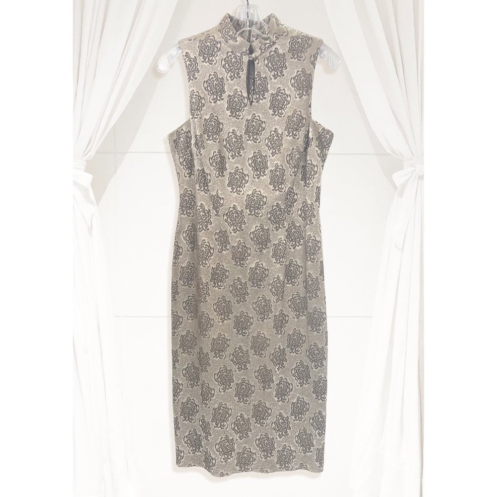 Vintage Harold's Keyhole Cheongsam Chrysanthemum Damask Shift Dress